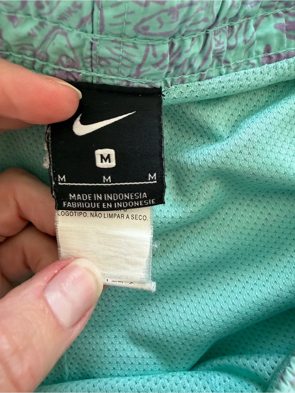 Nike Swim Trunks Medium Aqua Shark Print Board Shorts Just‎ Do It
